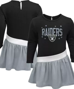 Girls Toddler Black/Silver Las Vegas Raiders Heart To Heart Jersey Tunic Dress -MLB Shop 5983181 ALT