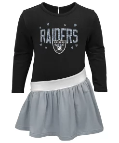 Girls Toddler Black/Silver Las Vegas Raiders Heart To Heart Jersey Tunic Dress -MLB Shop 5983181 ALT2