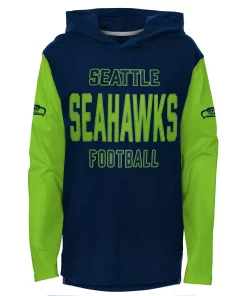 Youth College Navy Seattle Seahawks Heritage Long Sleeve Hoodie T-Shirt