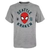 Youth Heather Gray Seattle Kraken Mighty Spidey Marvel T-Shirt