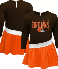 Girls Toddler Brown/Orange Cleveland Browns Heart To Heart Jersey Tunic Dress -MLB Shop 5994595 ALT