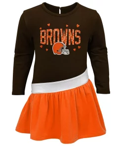 Girls Toddler Brown/Orange Cleveland Browns Heart To Heart Jersey Tunic Dress -MLB Shop 5994595 ALT2