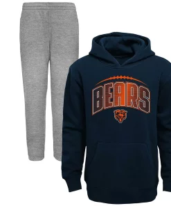 Toddler Navy/Heather Gray Chicago Bears Double-Up Pullover Hoodie & Pants Set