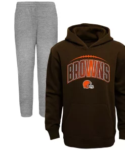 Toddler Brown/Heather Gray Cleveland Browns Double-Up Pullover Hoodie & Pants Set