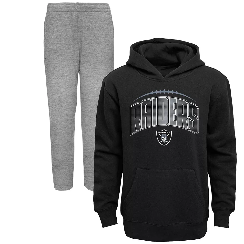 Toddler Black/Heather Gray Las Vegas Raiders Double-Up Pullover Hoodie & Pants Set 1 Toddler Black/Heather Gray Las Vegas Raiders Double-Up Pullover Hoodie & Pants Set