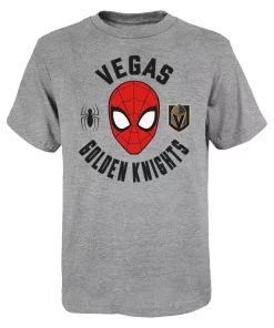 Youth Heather Gray Vegas Golden Knights Mighty Spidey Marvel T-Shirt