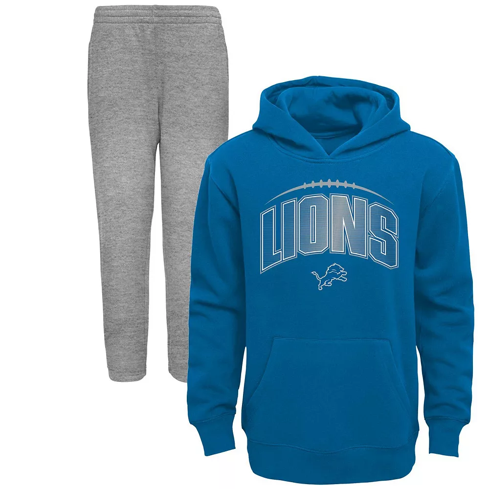 Toddler Blue/Heather Gray Detroit Lions Double-Up Pullover Hoodie & Pants Set 1 Toddler Blue/Heather Gray Detroit Lions Double-Up Pullover Hoodie & Pants Set