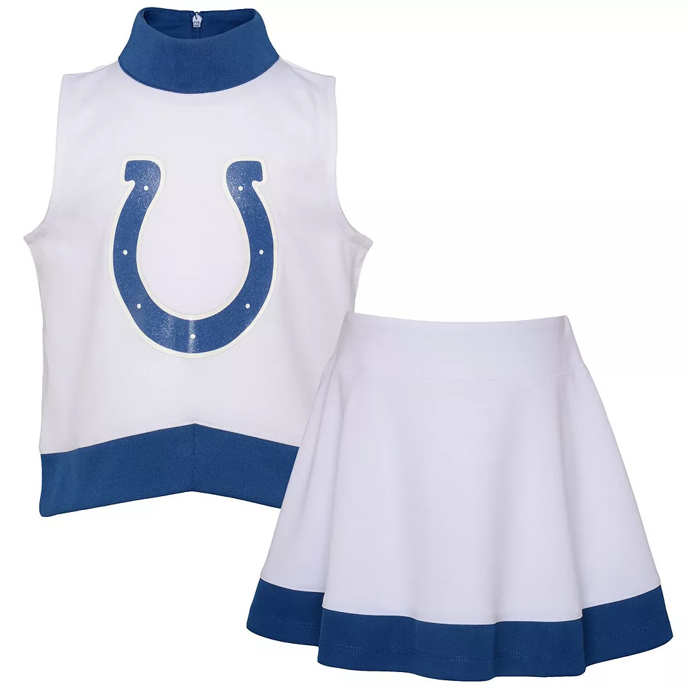 Girls Youth White Indianapolis Colts Junior Camp Cheer Dress 2 Girls Youth White Indianapolis Colts Junior Camp Cheer Dress - Image 2