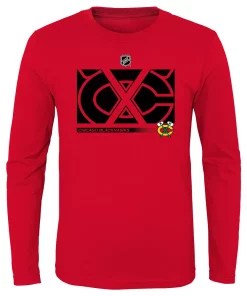 Youth Red Chicago Blackhawks Authentic Pro Secondary Logo Long Sleeve T-Shirt