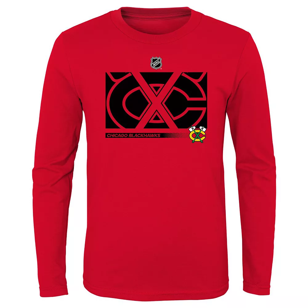 Youth Red Chicago Blackhawks Authentic Pro Secondary Logo Long Sleeve T-Shirt 1 Youth Red Chicago Blackhawks Authentic Pro Secondary Logo Long Sleeve T-Shirt