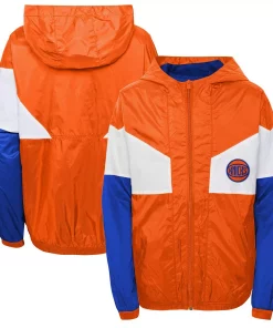 Alternative view of Youth Orange New York Knicks Pick-Up Game Hoodie Full-Zip Jacket
