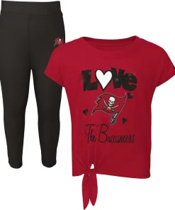 Toddler Red/Pewter Tampa Bay Buccaneers Forever Love T-Shirt & Leggings Set