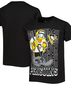 Youth Black Pittsburgh Penguins Disney Donald Duck Three-Peat T-Shirt -MLB Shop 6001705 ALT