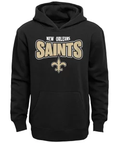 Youth Black New Orleans Saints Draft Pick Pullover Hoodie