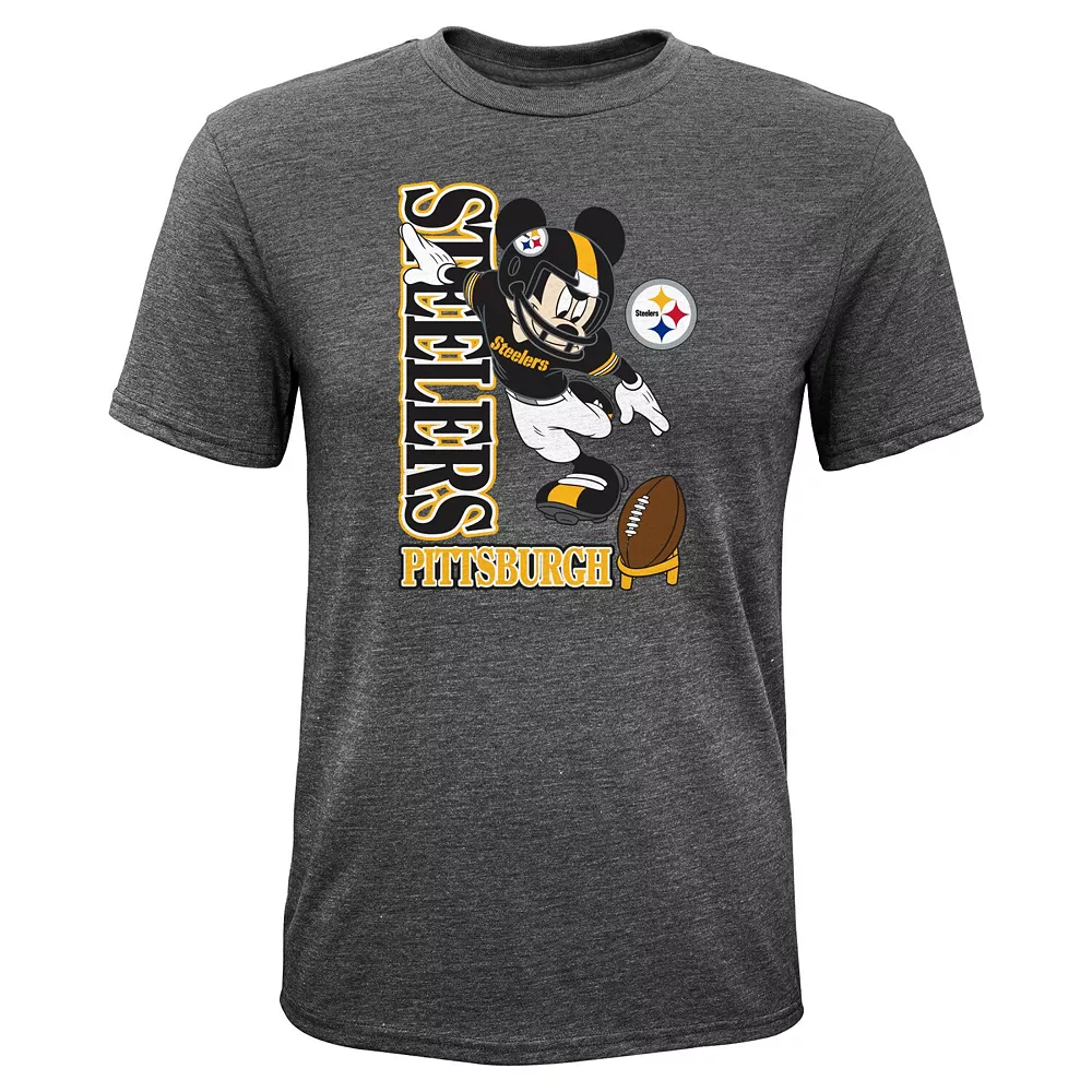 Youth Heathered Charcoal Pittsburgh Steelers Disney Kick Off Tri-Blend T-Shirt 1 Youth Heathered Charcoal Pittsburgh Steelers Disney Kick Off Tri-Blend T-Shirt