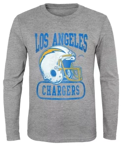 Youth Heathered Gray Los Angeles Chargers Head-to-Head Long Sleeve T-Shirt