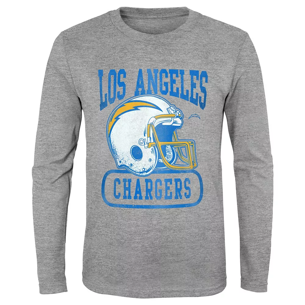 Youth Heathered Gray Los Angeles Chargers Head-to-Head Long Sleeve T-Shirt 1 Youth Heathered Gray Los Angeles Chargers Head-to-Head Long Sleeve T-Shirt