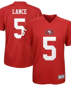 Youth Trey Lance Scarlet San Francisco 49ers Performance Name & Number Raglan V-Neck T-Shirt