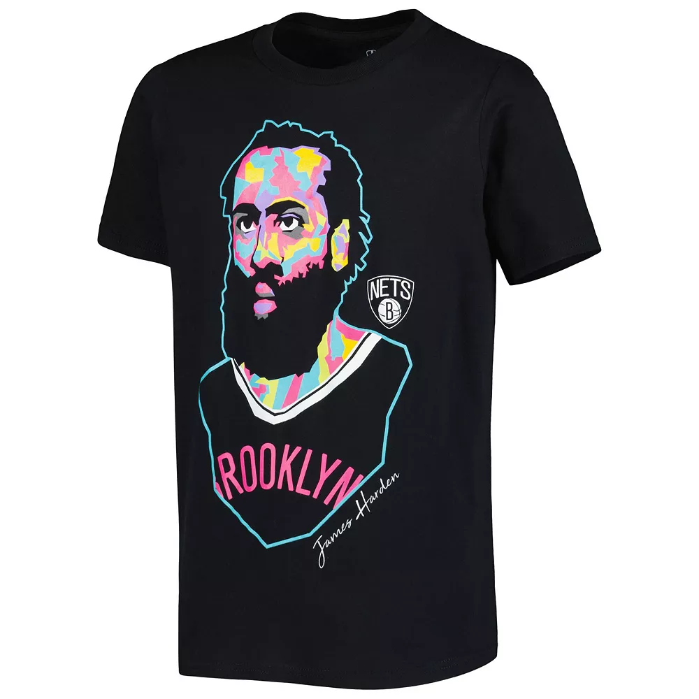 Youth James Harden Black Brooklyn Nets Artist Series Player T-Shirt 3 Youth James Harden Black Brooklyn Nets Artist Series Player T-Shirt - Image 3