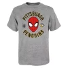 Youth Heather Gray Pittsburgh Penguins Mighty Spidey Marvel T-Shirt