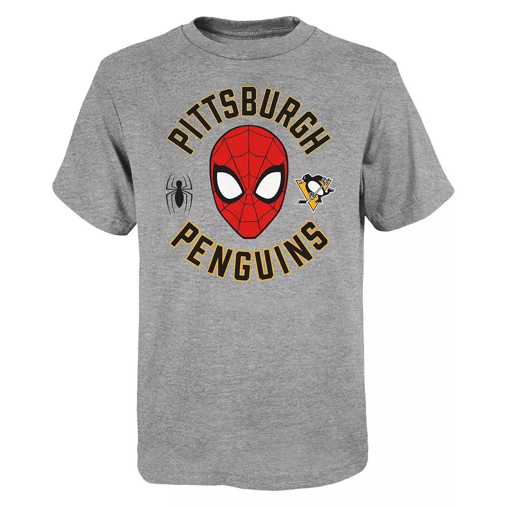 Youth Heather Gray Pittsburgh Penguins Mighty Spidey Marvel T-Shirt 1 Youth Heather Gray Pittsburgh Penguins Mighty Spidey Marvel T-Shirt