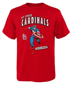 Youth Red St. Louis Cardinals Team Captain America Marvel T-Shirt