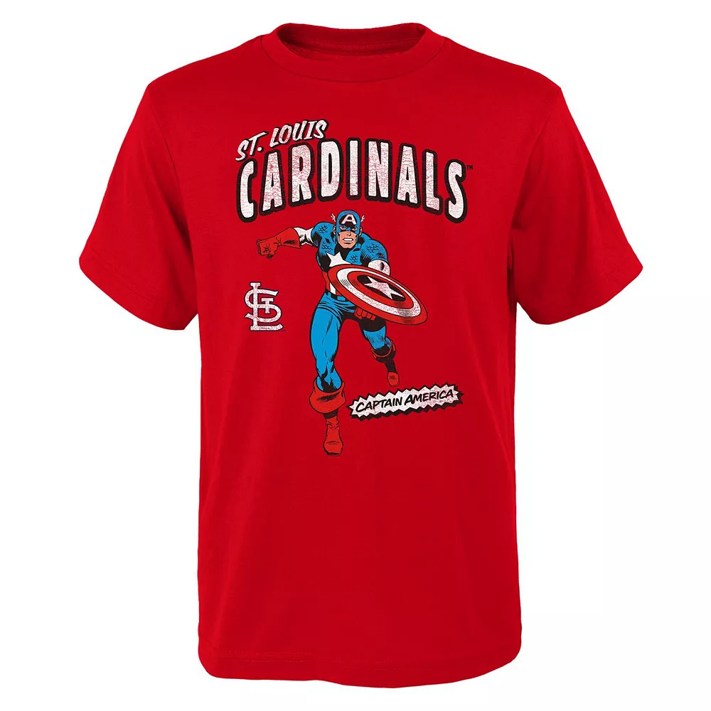 Youth Red St. Louis Cardinals Team Captain America Marvel T-Shirt 1 Youth Red St. Louis Cardinals Team Captain America Marvel T-Shirt