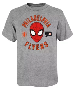 Youth Heather Gray Philadelphia Flyers Mighty Spidey Marvel T-Shirt