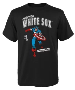 Youth Black Chicago White Sox Team Captain America Marvel T-Shirt