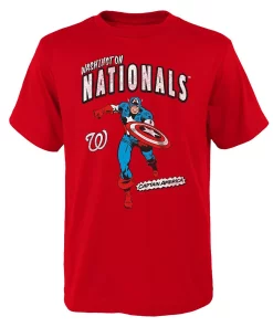 Youth Red Washington Nationals Team Captain America Marvel T-Shirt
