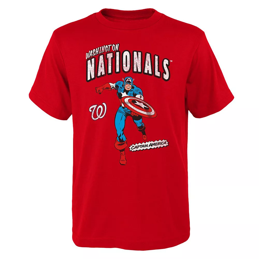 Youth Red Washington Nationals Team Captain America Marvel T-Shirt 1 Youth Red Washington Nationals Team Captain America Marvel T-Shirt