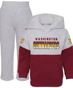 Toddler Heather Gray/Burgundy Washington Commanders Playmaker Hoodie and Pants Set