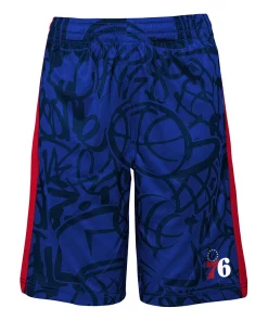 Youth Royal Philadelphia 76ers Scribble Dribble Baller Shorts 6 Youth Royal Philadelphia 76ers Scribble Dribble Baller Shorts -MLB Shop 6024782 ALT2