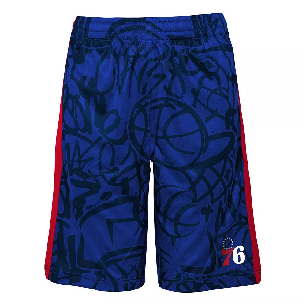 Youth Royal Philadelphia 76ers Scribble Dribble Baller Shorts 3 Youth Royal Philadelphia 76ers Scribble Dribble Baller Shorts - Image 3