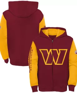 Youth Burgundy/Gold Washington Commanders Poster Board Full-Zip Hoodie