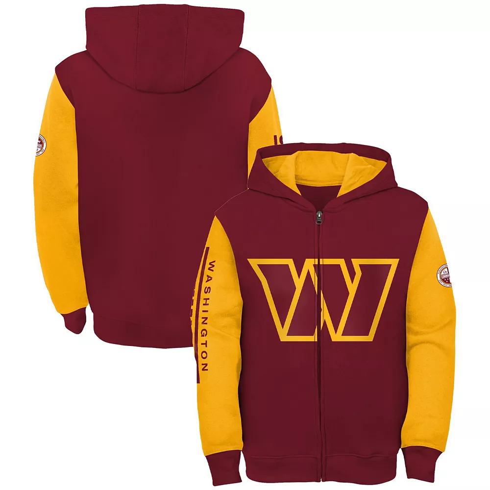 Youth Burgundy/Gold Washington Commanders Poster Board Full-Zip Hoodie 2 Youth Burgundy/Gold Washington Commanders Poster Board Full-Zip Hoodie - Image 2