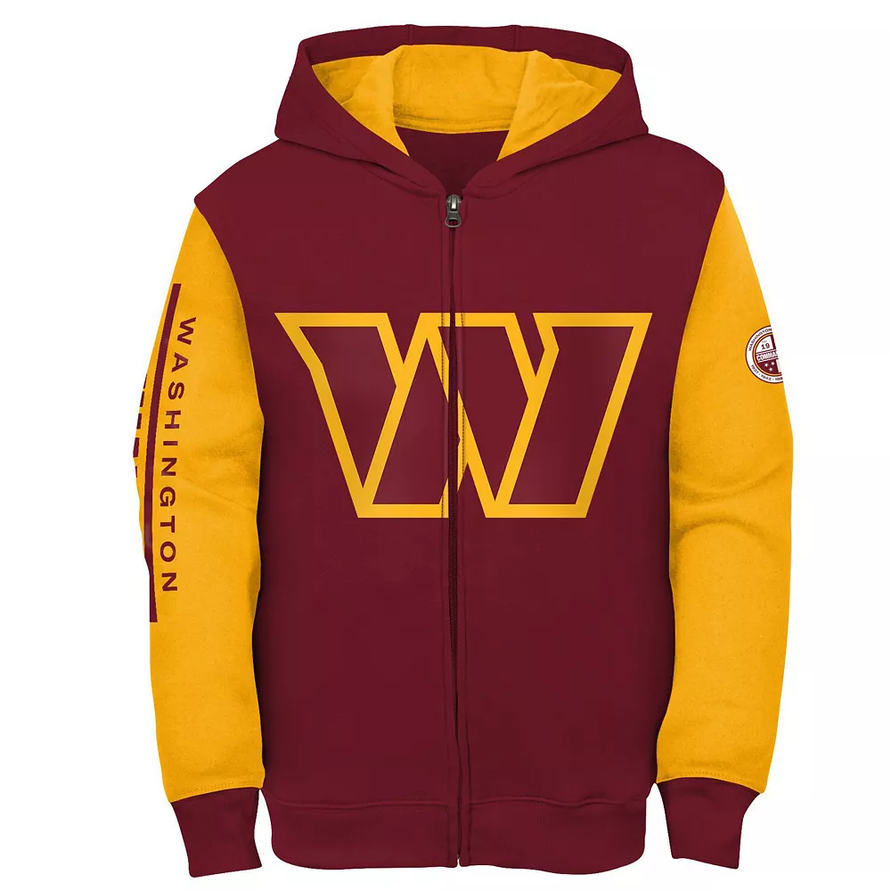Youth Burgundy/Gold Washington Commanders Poster Board Full-Zip Hoodie 3 Youth Burgundy/Gold Washington Commanders Poster Board Full-Zip Hoodie - Image 3