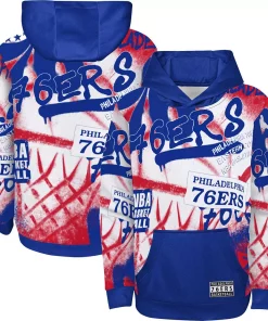 Youth Royal Philadelphia 76ers Spray Ball Pullover Hoodie