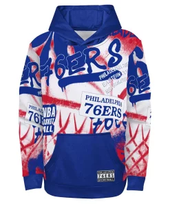 Youth Royal Philadelphia 76ers Spray Ball Pullover Hoodie -MLB Shop 6024994 ALT2