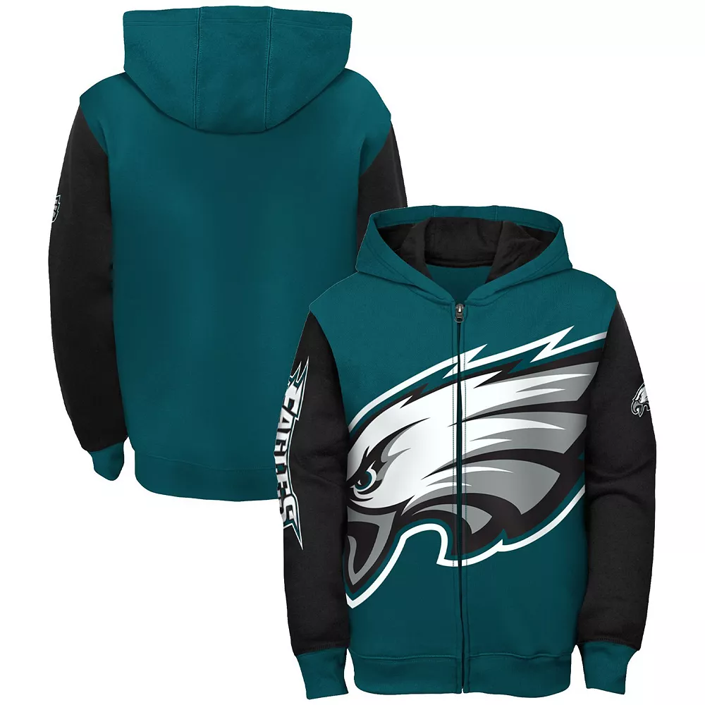 Youth Midnight Green/Black Philadelphia Eagles Poster Board Full-Zip Hoodie 2 Youth Midnight Green/Black Philadelphia Eagles Poster Board Full-Zip Hoodie - Image 2