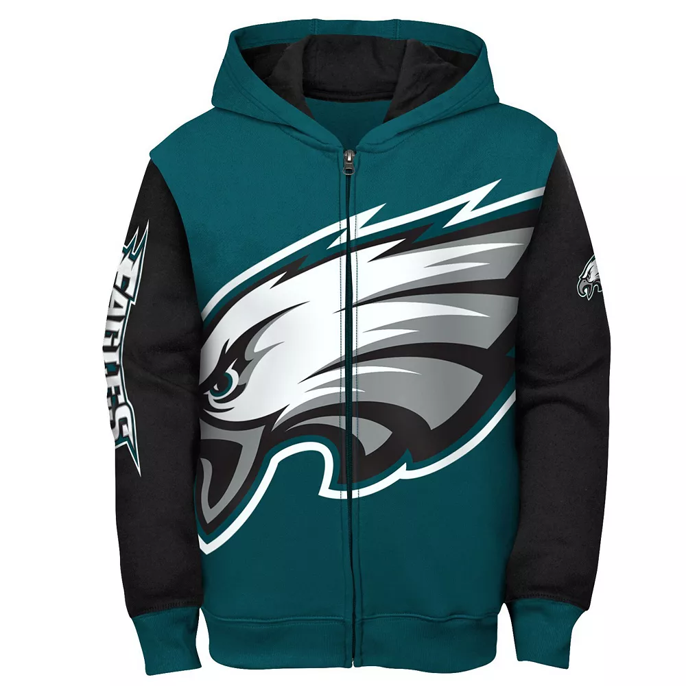 Youth Midnight Green/Black Philadelphia Eagles Poster Board Full-Zip Hoodie 3 Youth Midnight Green/Black Philadelphia Eagles Poster Board Full-Zip Hoodie - Image 3