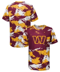 Alternative view of Youth Burgundy/Gold Washington Commanders Cross Pattern T-Shirt