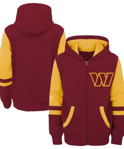 Youth Burgundy Washington Commanders Logo Stadium Full-Zip Hoodie