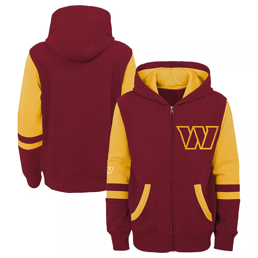 Youth Burgundy Washington Commanders Logo Stadium Full-Zip Hoodie 2 Youth Burgundy Washington Commanders Logo Stadium Full-Zip Hoodie - Image 2