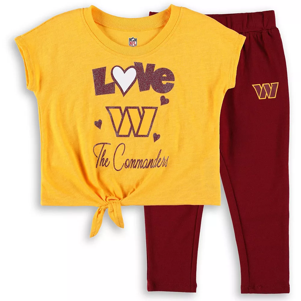 Toddler Gold/Burgundy Washington Commanders Forever Love T-Shirt & Leggings Set 2 Toddler Gold/Burgundy Washington Commanders Forever Love T-Shirt & Leggings Set - Image 2