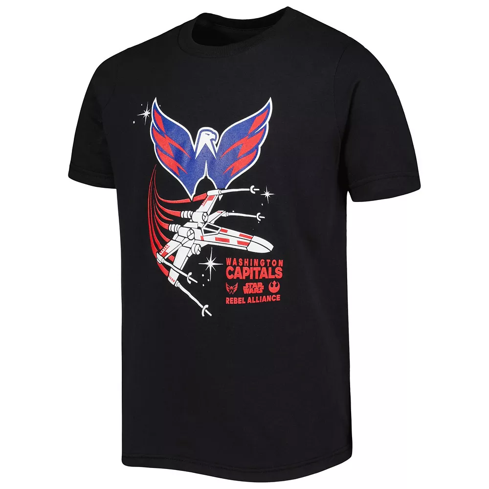 Youth Black Washington Capitals Rebel Alliance T-Shirt 3 Youth Black Washington Capitals Rebel Alliance T-Shirt - Image 3