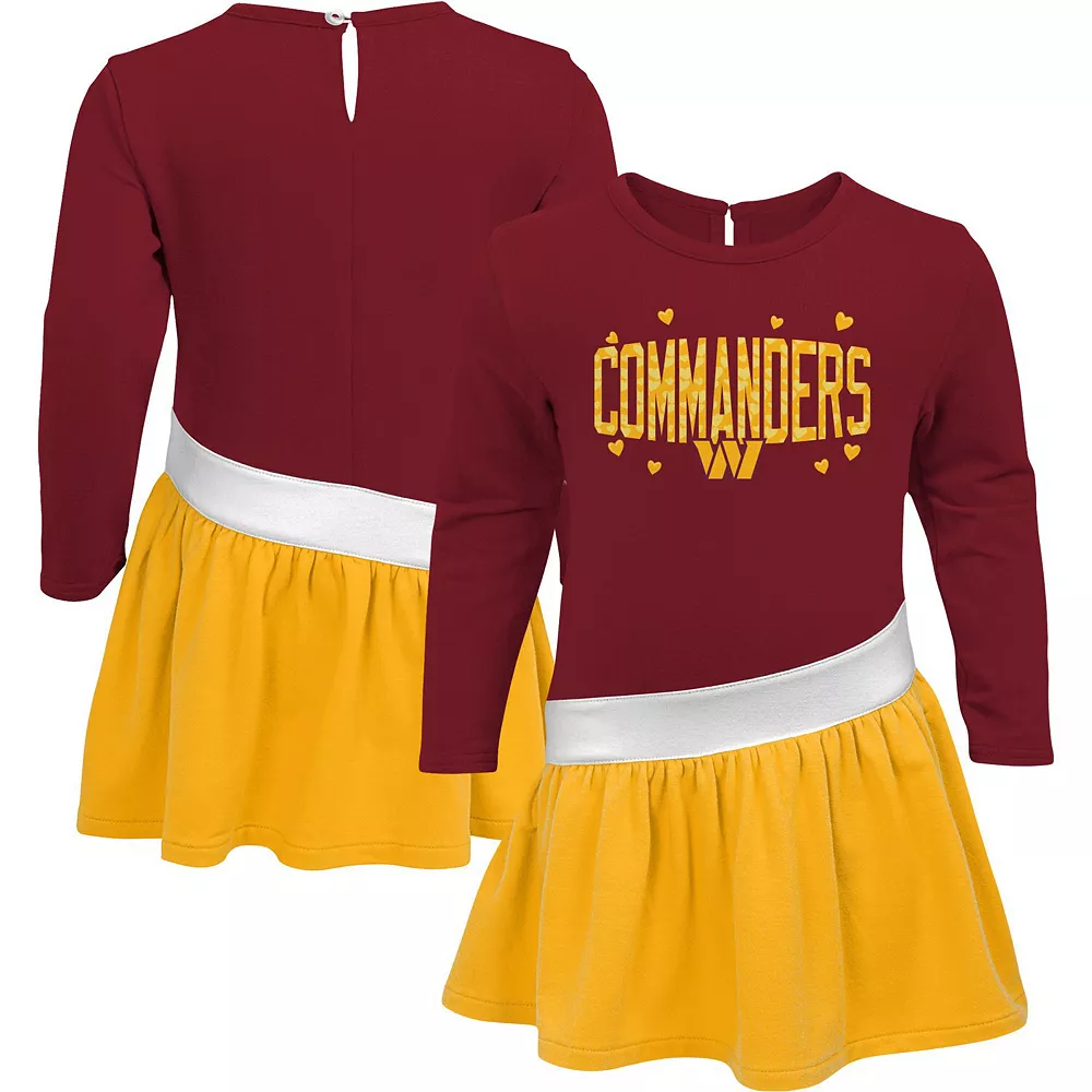 Girls Toddler Burgundy/Gold Washington Commanders Heart To Heart Jersey Tunic Dress 2 Girls Toddler Burgundy/Gold Washington Commanders Heart To Heart Jersey Tunic Dress - Image 2