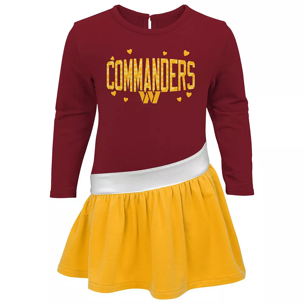 Girls Toddler Burgundy/Gold Washington Commanders Heart To Heart Jersey Tunic Dress 3 Girls Toddler Burgundy/Gold Washington Commanders Heart To Heart Jersey Tunic Dress - Image 3