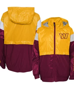 Youth Gold/Burgundy Washington Commanders Goal Line Stance Full-Zip Hoodie Windbreaker Jacket