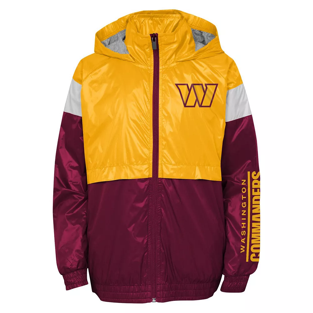 Youth Gold/Burgundy Washington Commanders Goal Line Stance Full-Zip Hoodie Windbreaker Jacket 3 Youth Gold/Burgundy Washington Commanders Goal Line Stance Full-Zip Hoodie Windbreaker Jacket - Image 3
